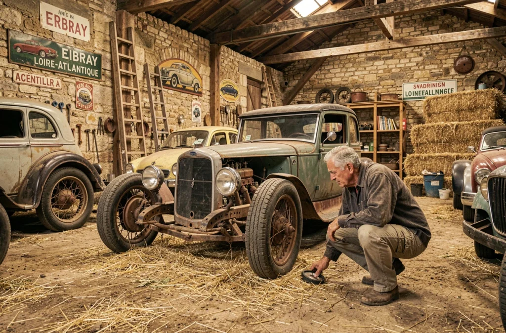 Passionné restaurant une voiture ancienne au Hangar à Bombinettes à Erbray